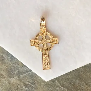 10KT Yellow Gold Textured Celtic Cross Pendant