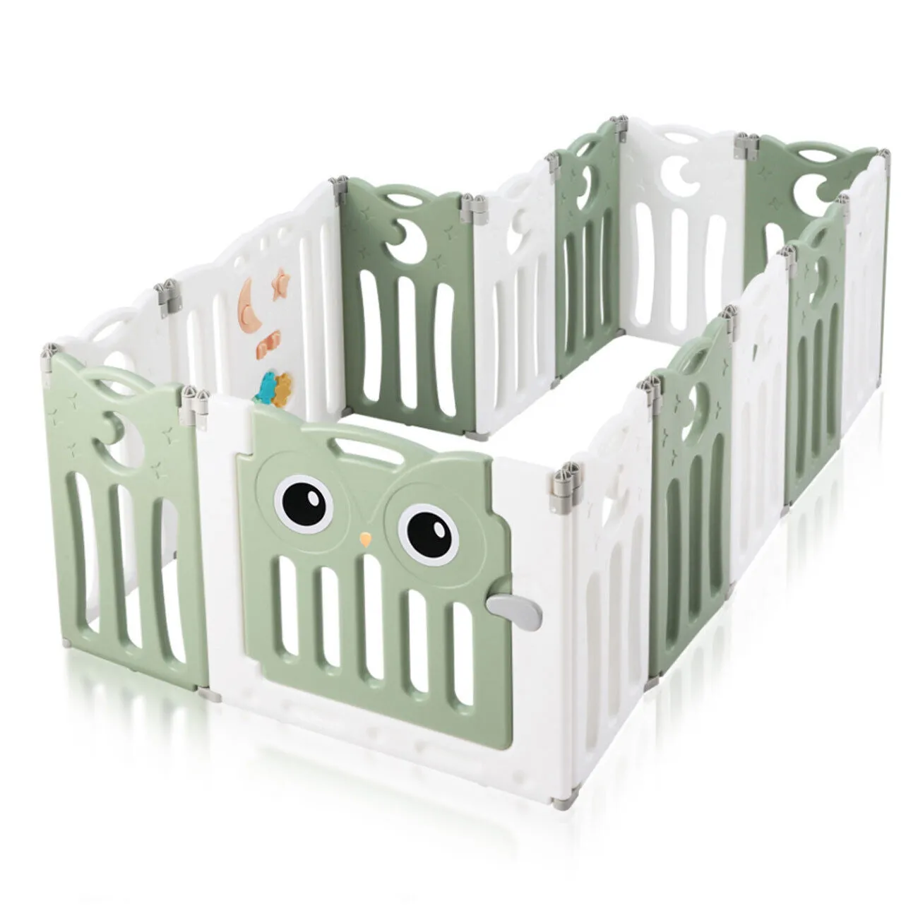 14 Panel Non-Toxic BPA-Free Recyclable Foldable Baby Playpen and Ball Pool | Modular | Sage Green & White