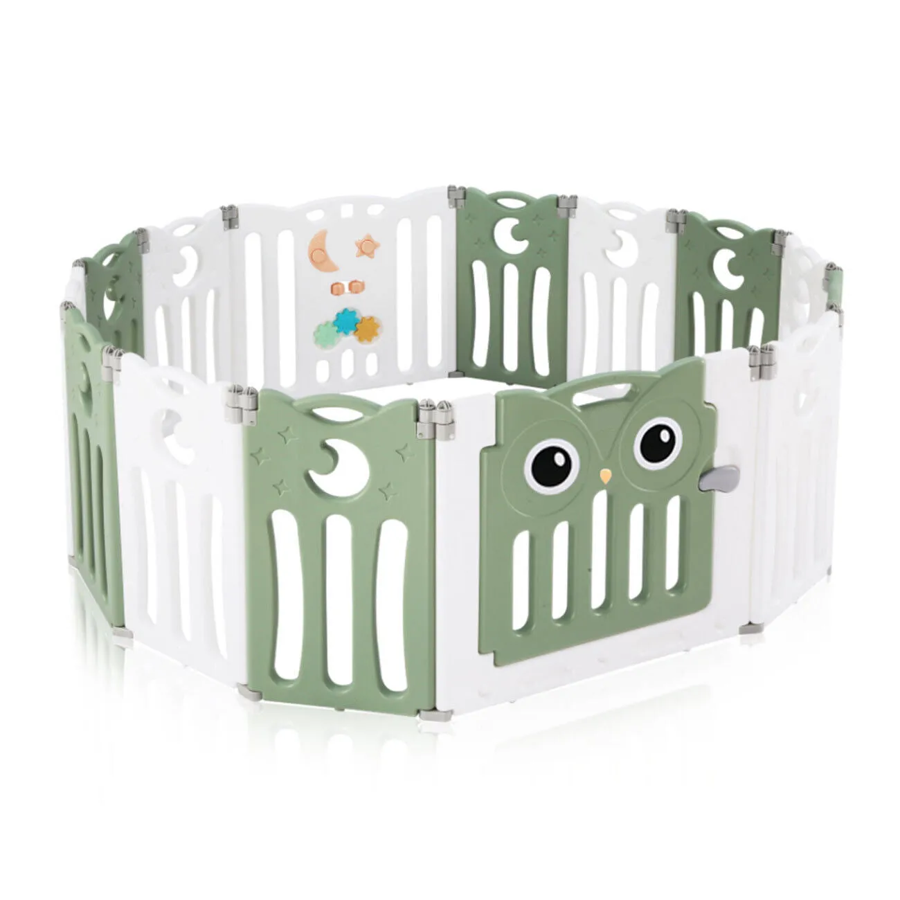 14 Panel Non-Toxic BPA-Free Recyclable Foldable Baby Playpen and Ball Pool | Modular | Sage Green & White