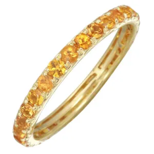 14K Yellow Gold Orange Sapphire Thin Eternity Band