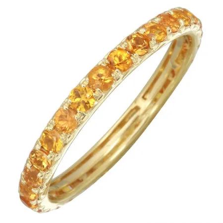 14K Yellow Gold Orange Sapphire Thin Eternity Band
