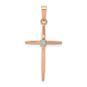14KT Rose Gold Diamond Passion Cross Pendant Charm
