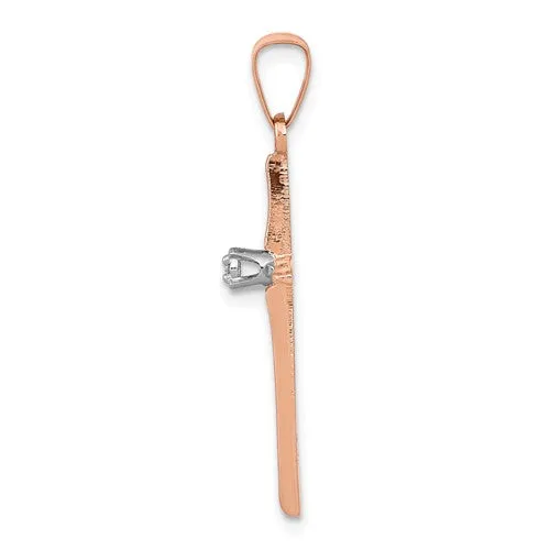14KT Rose Gold Diamond Passion Cross Pendant Charm
