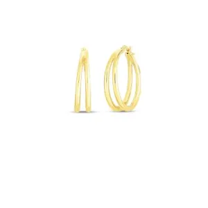 18K Graduated Thin Double Hoop Earring