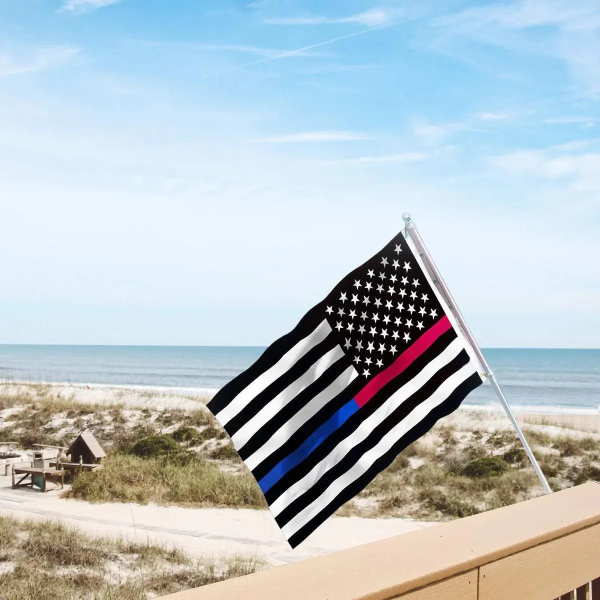 3×5 Ft Embroidery Thin Blue Line Thin Red Line Flag Made in USA