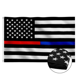3×5 Ft Embroidery Thin Blue Line Thin Red Line Flag Made in USA