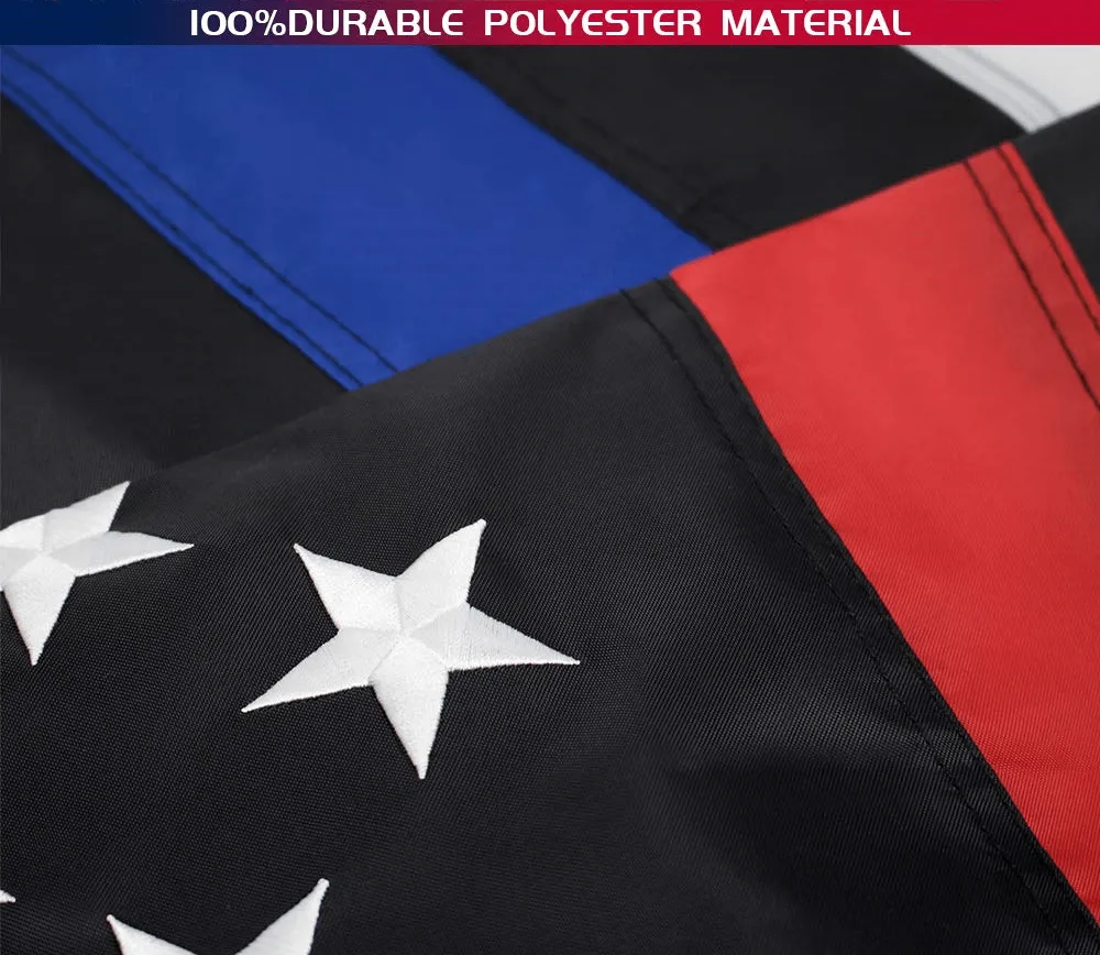 3×5 Ft Embroidery Thin Blue Line Thin Red Line Flag Made in USA