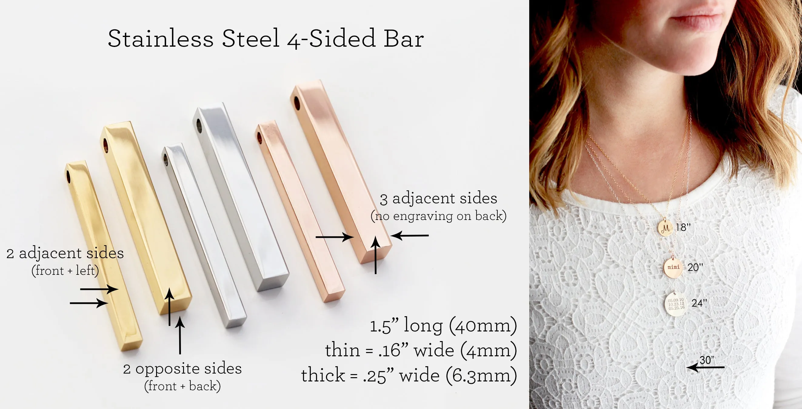 4 Sided Bar Necklace