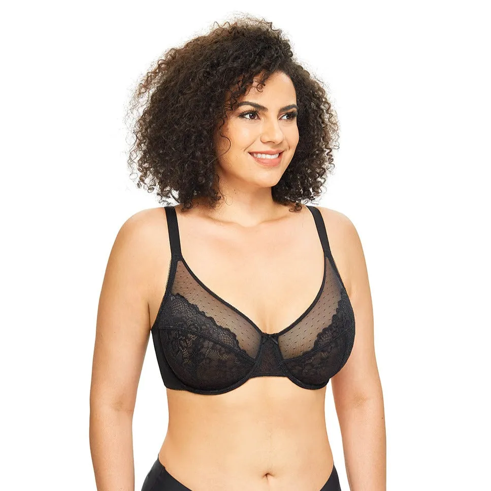 427 Women's Plus Size Full Coverage Sexy Lace Unpadded Underwire Bras Minimizer Everyday Bra Black