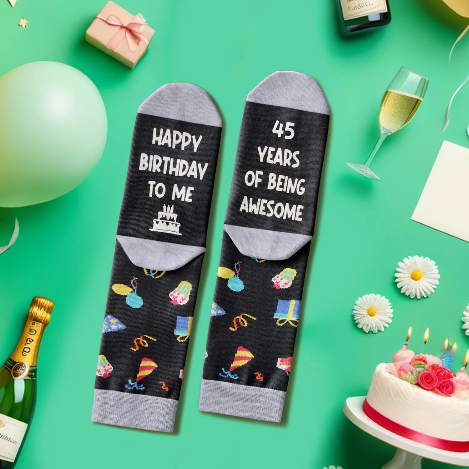 45th Birthday Gift Ideas for Men Women - Socks for 45 Year Old Middle Aged Man Woman, Best Gifts for 45 Year Old Him Her Male Female