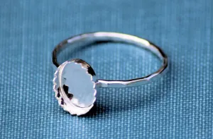 9x7mm Oval Serrated Bezel Thin Ring blank