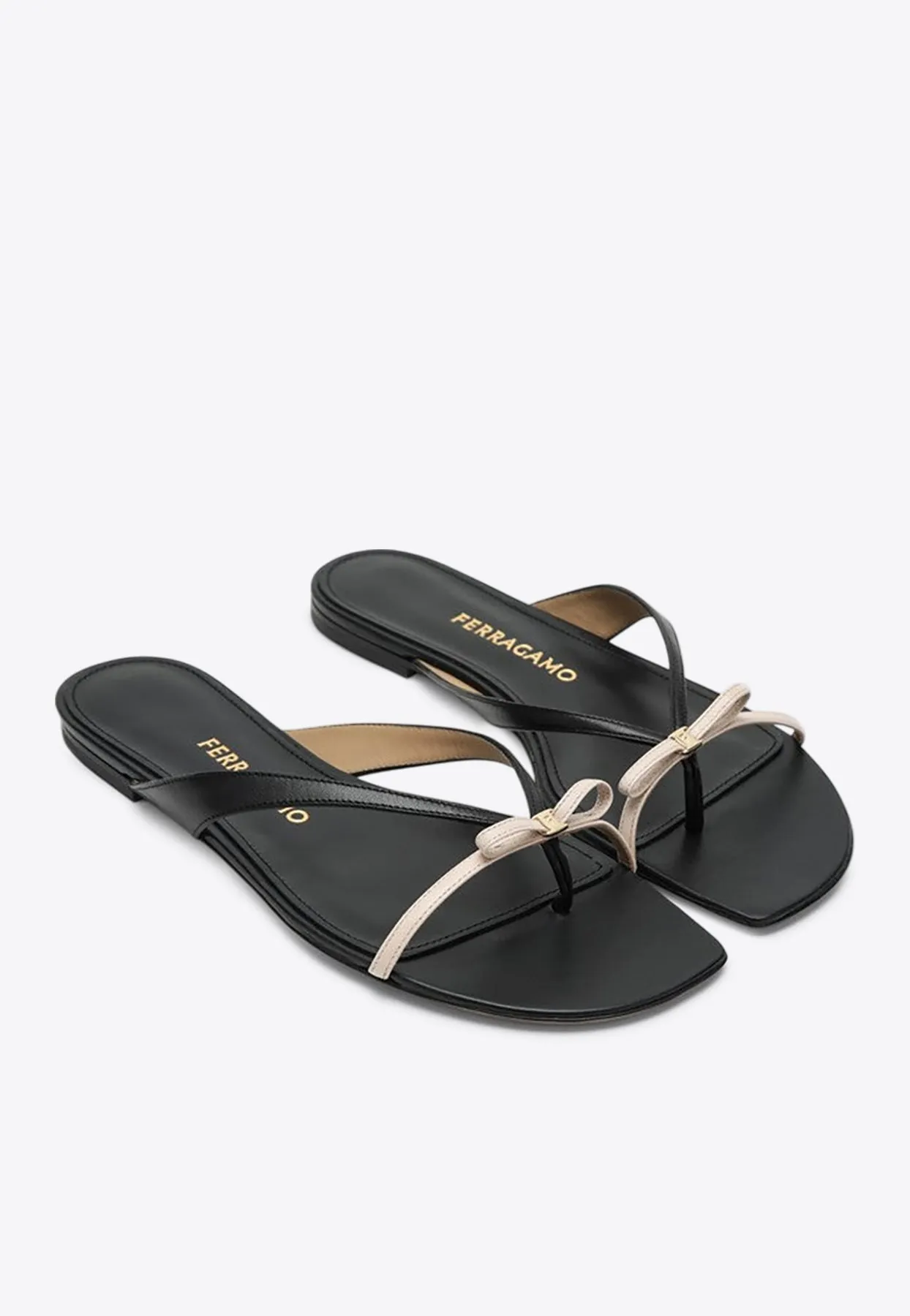 Abibi Mini Bow Leather Flip-Flops