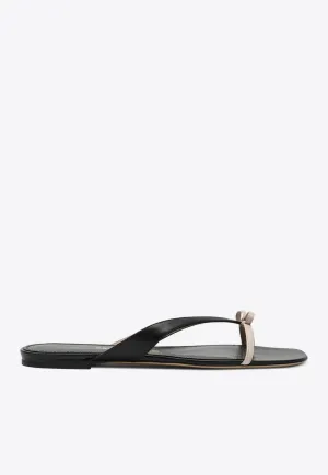 Abibi Mini Bow Leather Flip-Flops