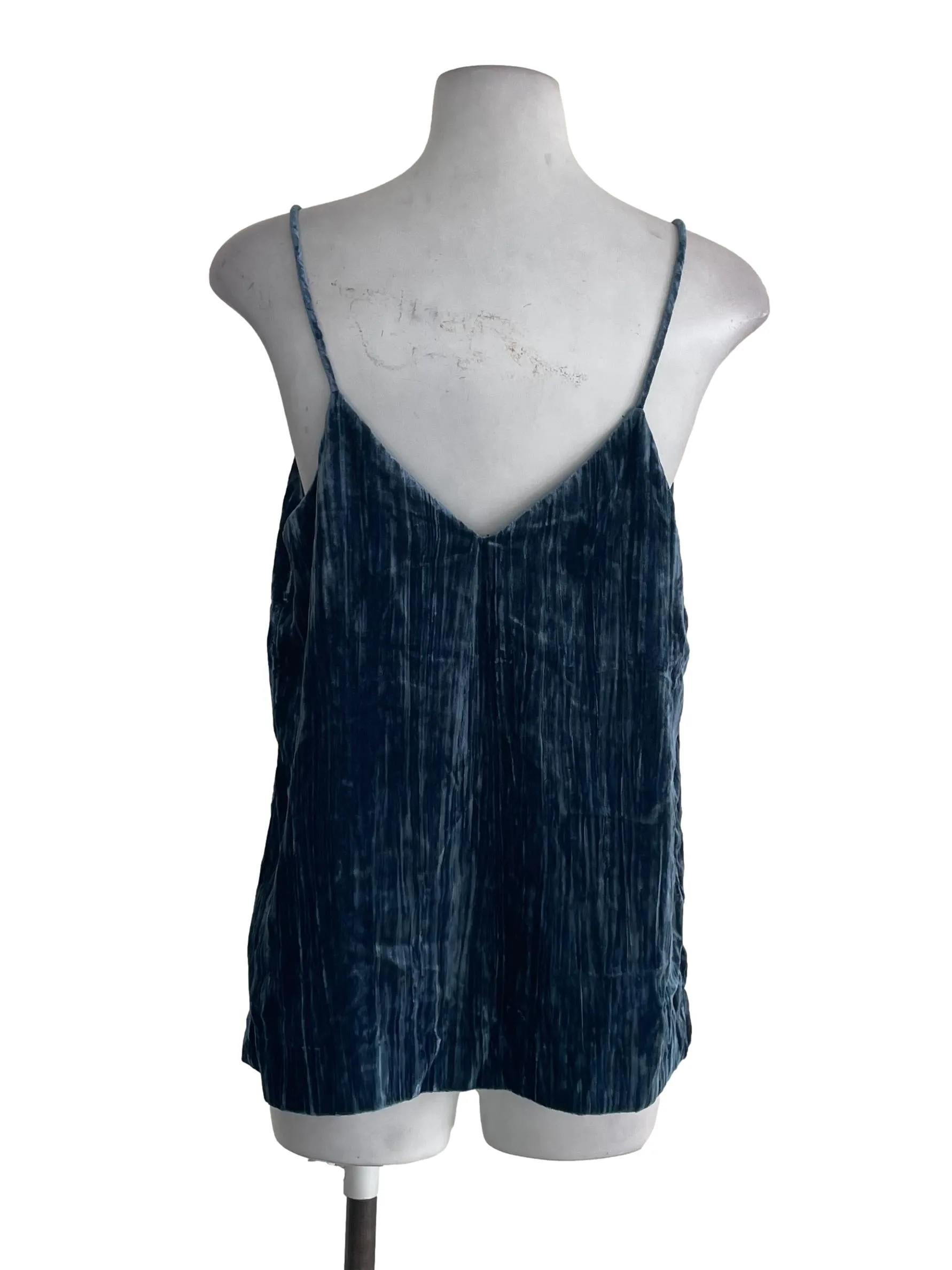 Aegean Blue Velvet Thin Strap Top