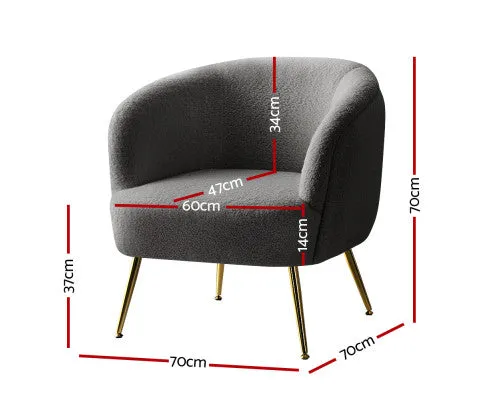 Armchair Lounge Chair Accent Chairs Arm Armchairs Sherpa Boucle Charcoal