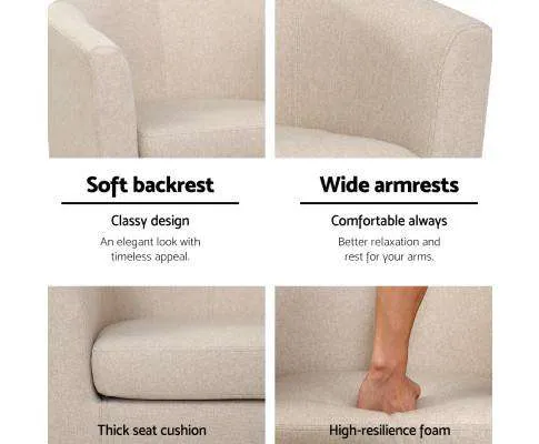 Armchair Lounge Chair Tub Accent Armchairs Fabric Sofa Chairs Wooden