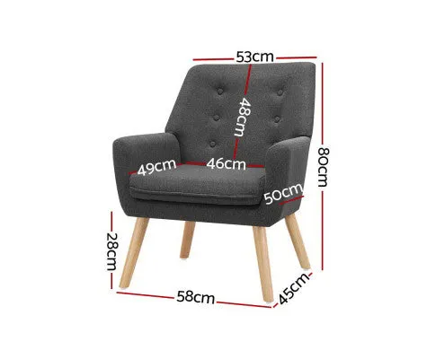 Armchair Tub Single Dining Chair - CHARCOAL