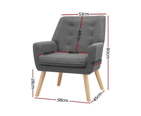 Armchair Tub Single Dining Chair - GREY