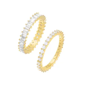 Baguettes & Solitaires Ring Combo Set