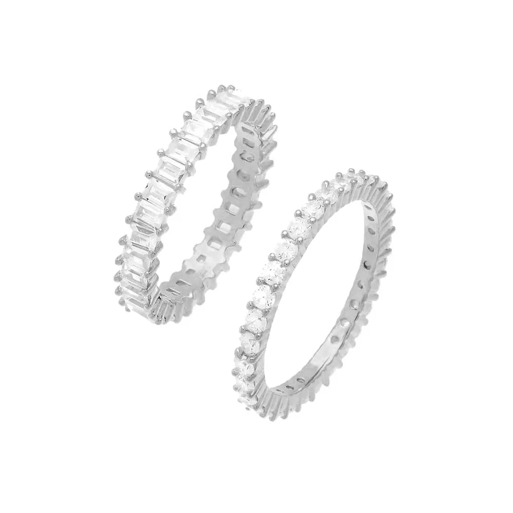 Baguettes & Solitaires Ring Combo Set