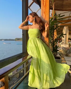 Beautiful memories - lime green cut out maxi dress
