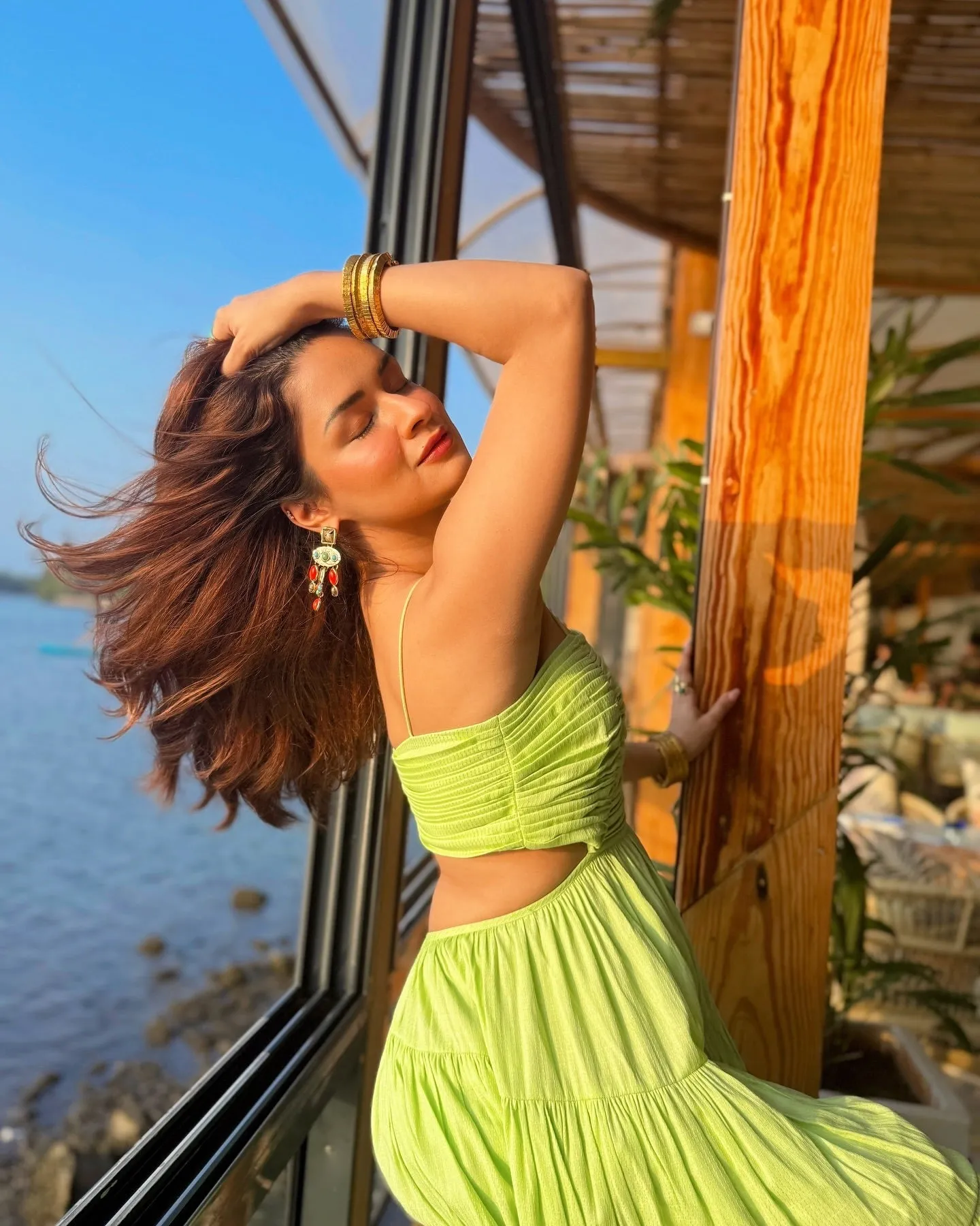 Beautiful memories - lime green cut out maxi dress