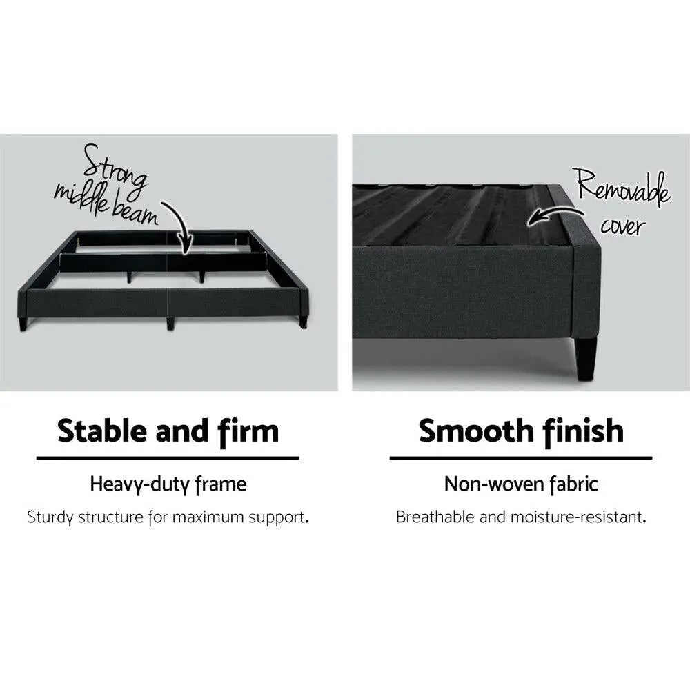 Bed Base Double Size Frame Fabric Charcoal