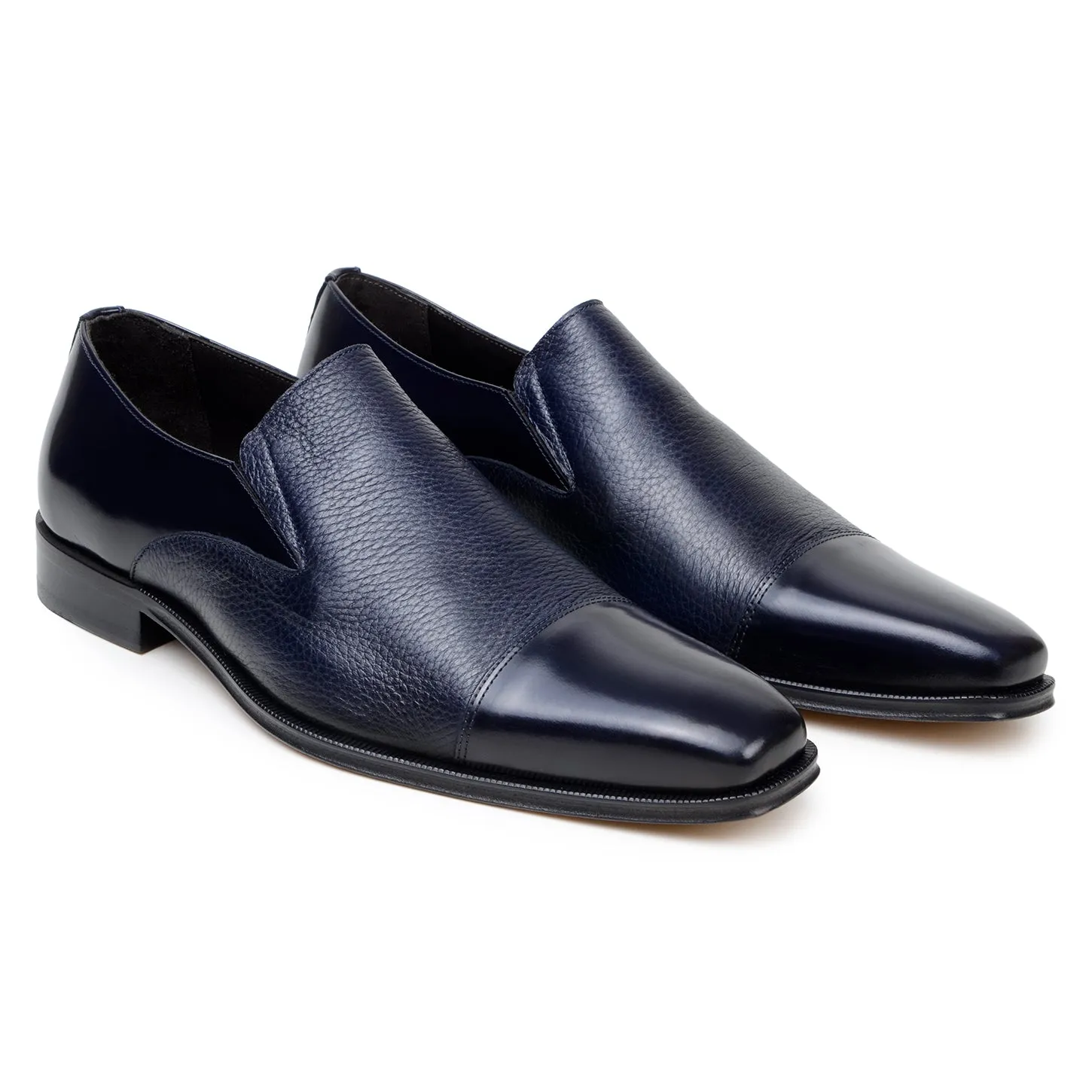 Belvedere Andreo in Navy Premium Italian Deerskin & Nappa Leather Slip-Ons