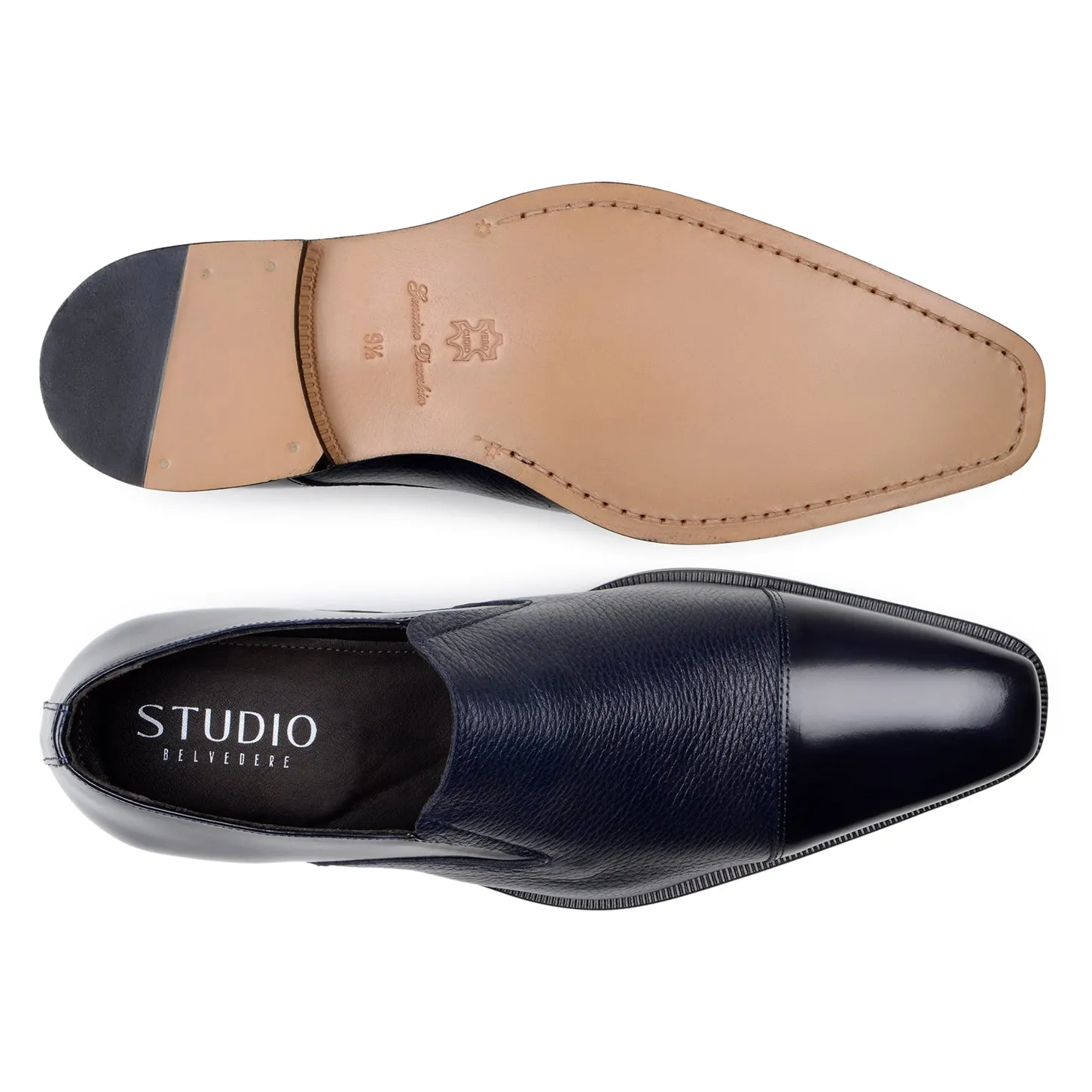 Belvedere Andreo in Navy Premium Italian Deerskin & Nappa Leather Slip-Ons