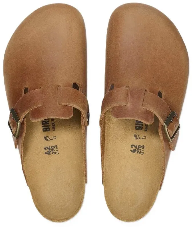 Birkenstock Boston Clog - Cognac Oiled Leather  | Comfortable Cork Footbed