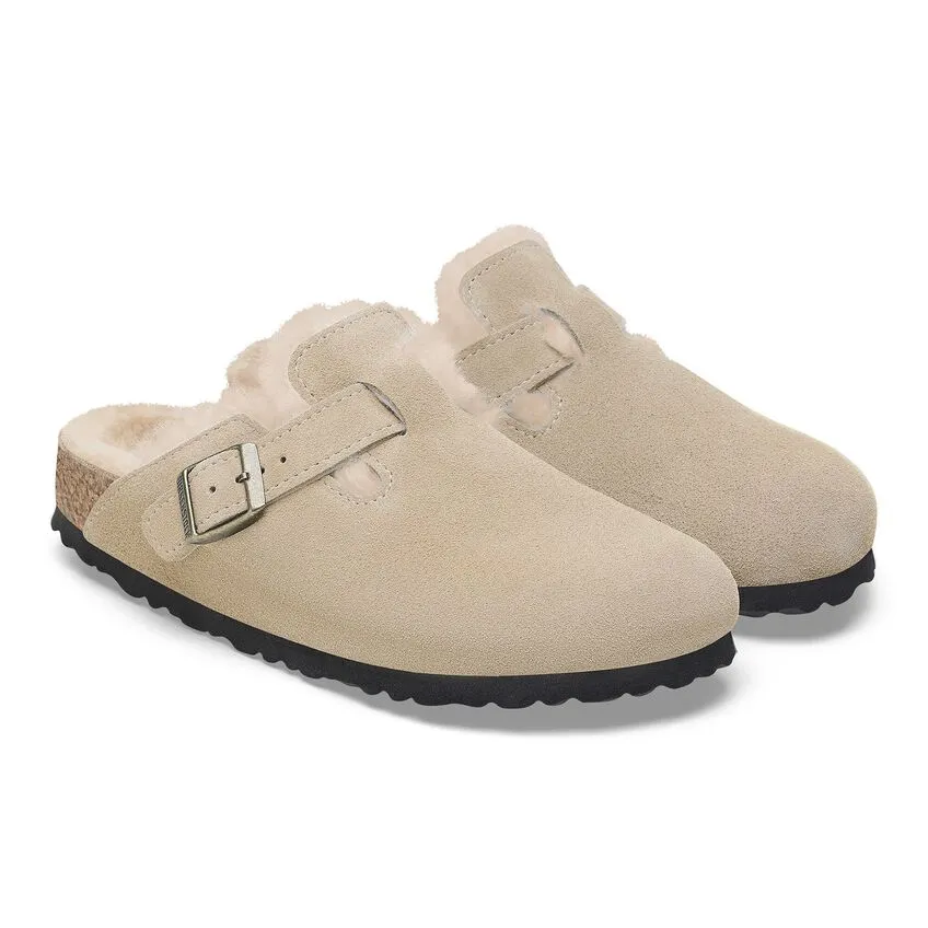 Birkenstock Boston Shearling Taupe Suede