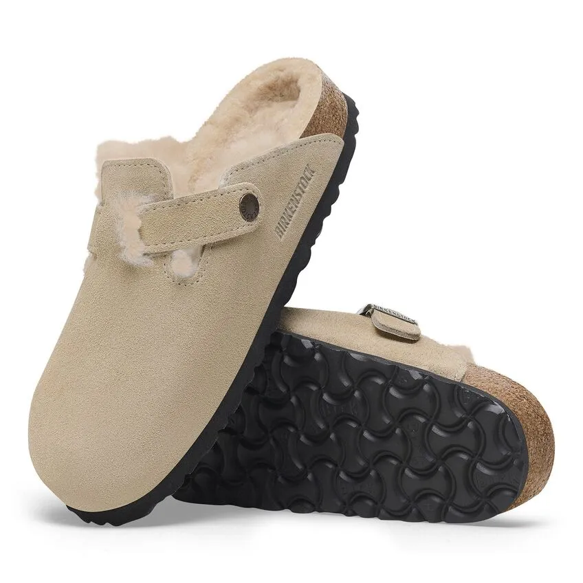 Birkenstock Boston Shearling Taupe Suede