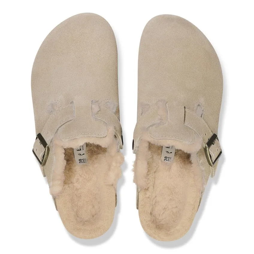 Birkenstock Boston Shearling Taupe Suede