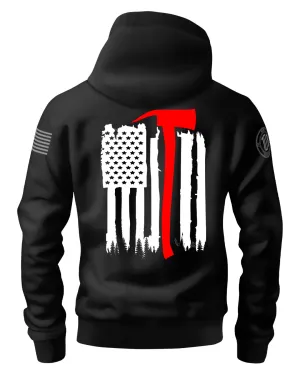 Black Thin Red Line Axe Flag Hoodie