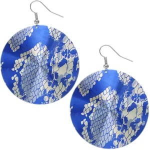 Blue Round Snakeskin Thin Earrings