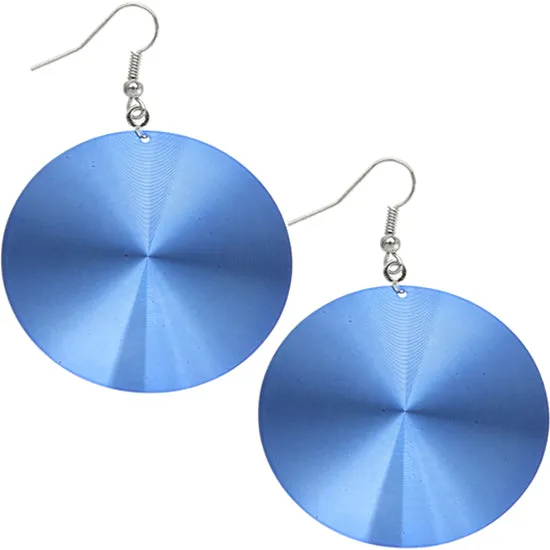 Blue Thin Peace Sign Disc Earrings