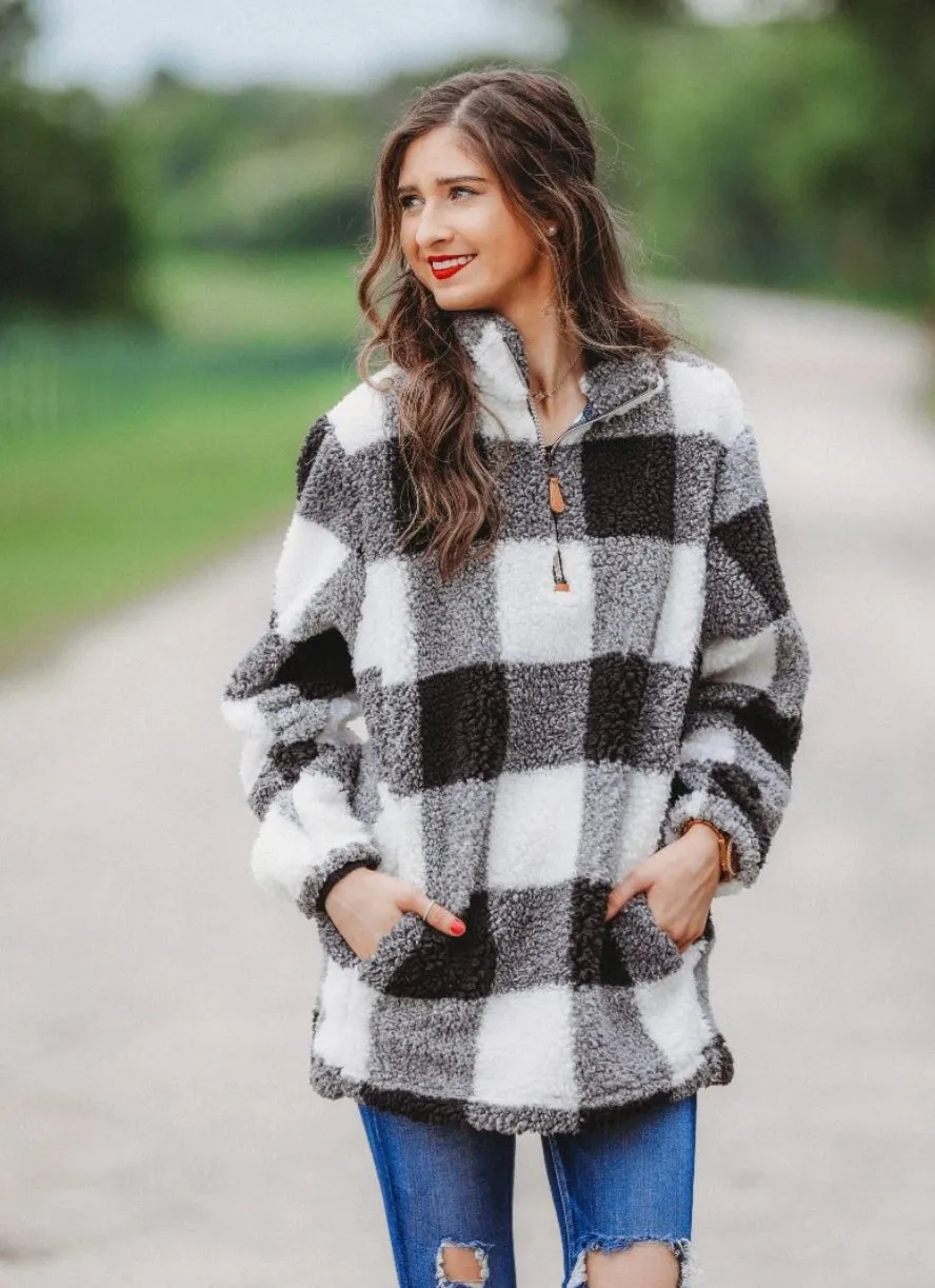 Buffalo Plaid Sherpa Pullover