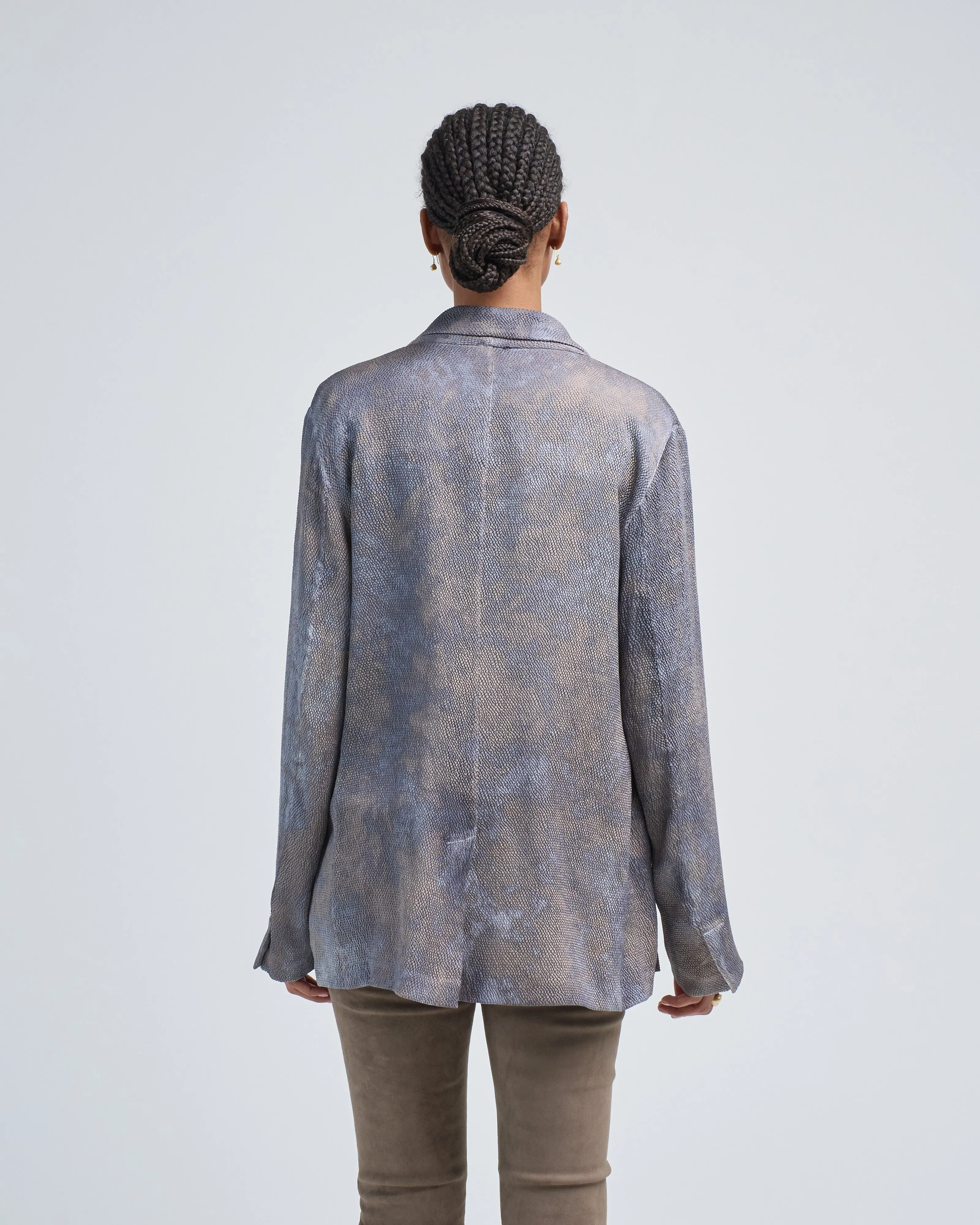 camouflage on grey base stretch silk rever jacket