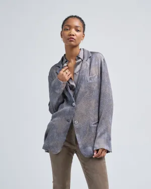 camouflage on grey base stretch silk rever jacket