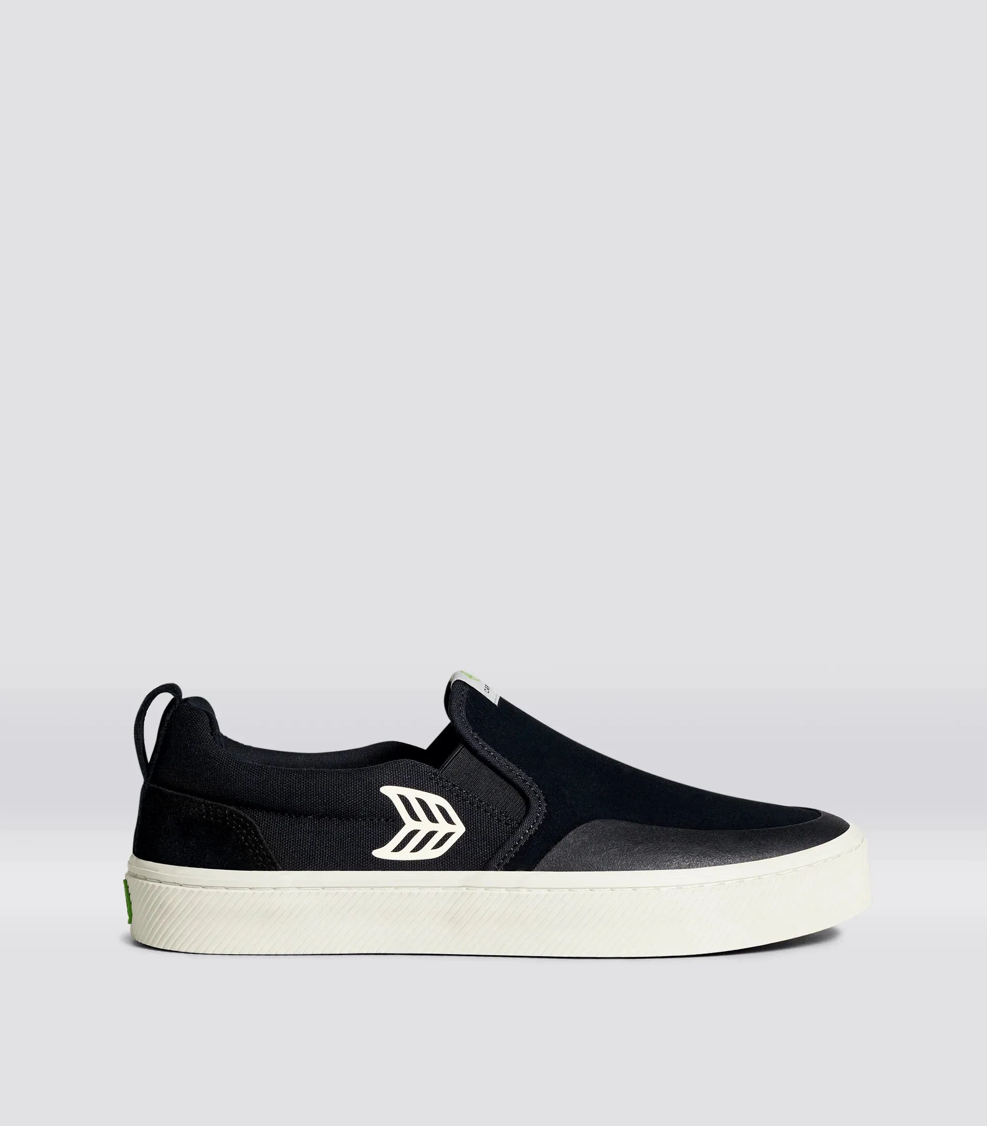 Cariuma SLIP-ON PRO Men Black Suede and Canvas Ivory Logo Sneaker