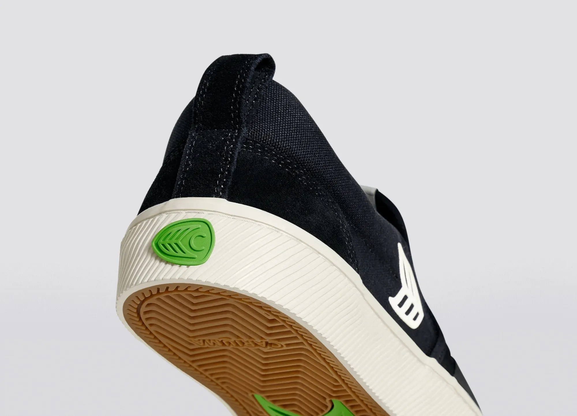 Cariuma SLIP-ON PRO Men Black Suede and Canvas Ivory Logo Sneaker