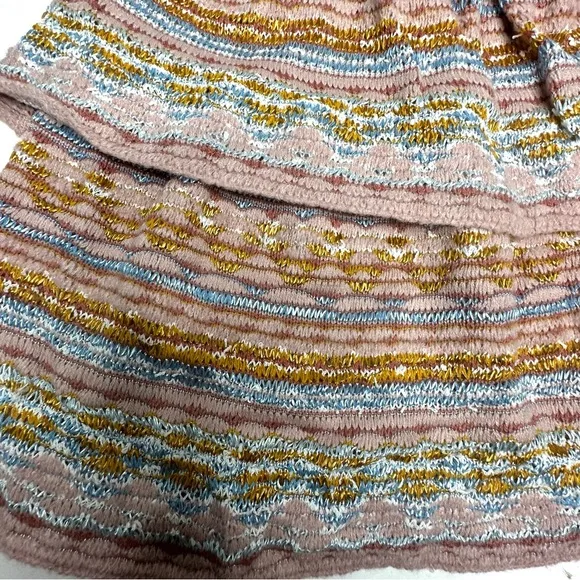 Cecelia Prado for Anthropologie blpink Cable Knit Stripe Tiered Sweater Skirt PS