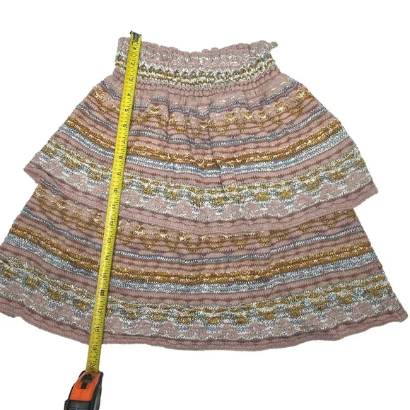 Cecelia Prado for Anthropologie blpink Cable Knit Stripe Tiered Sweater Skirt PS
