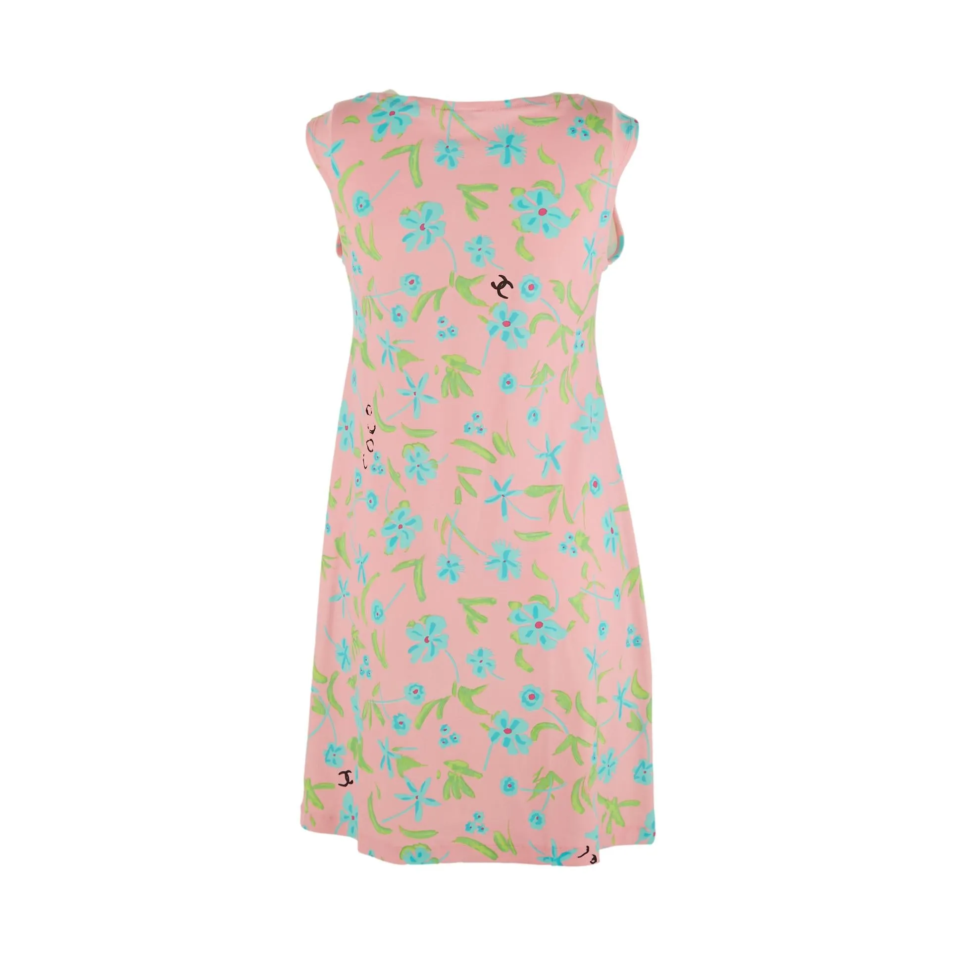 Chanel Pink Floral Logo Print Dress