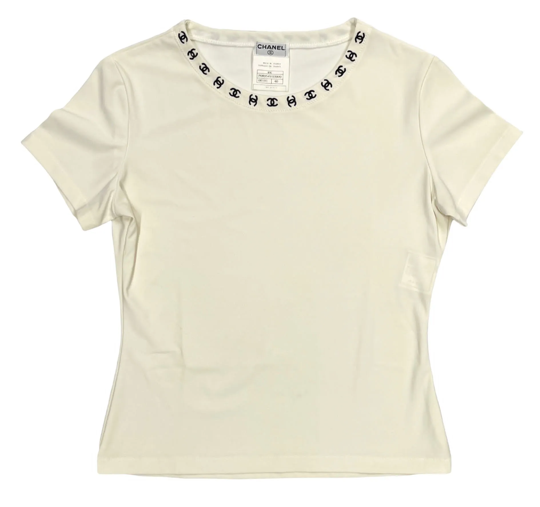 Chanel White Logo Ringer Shirt