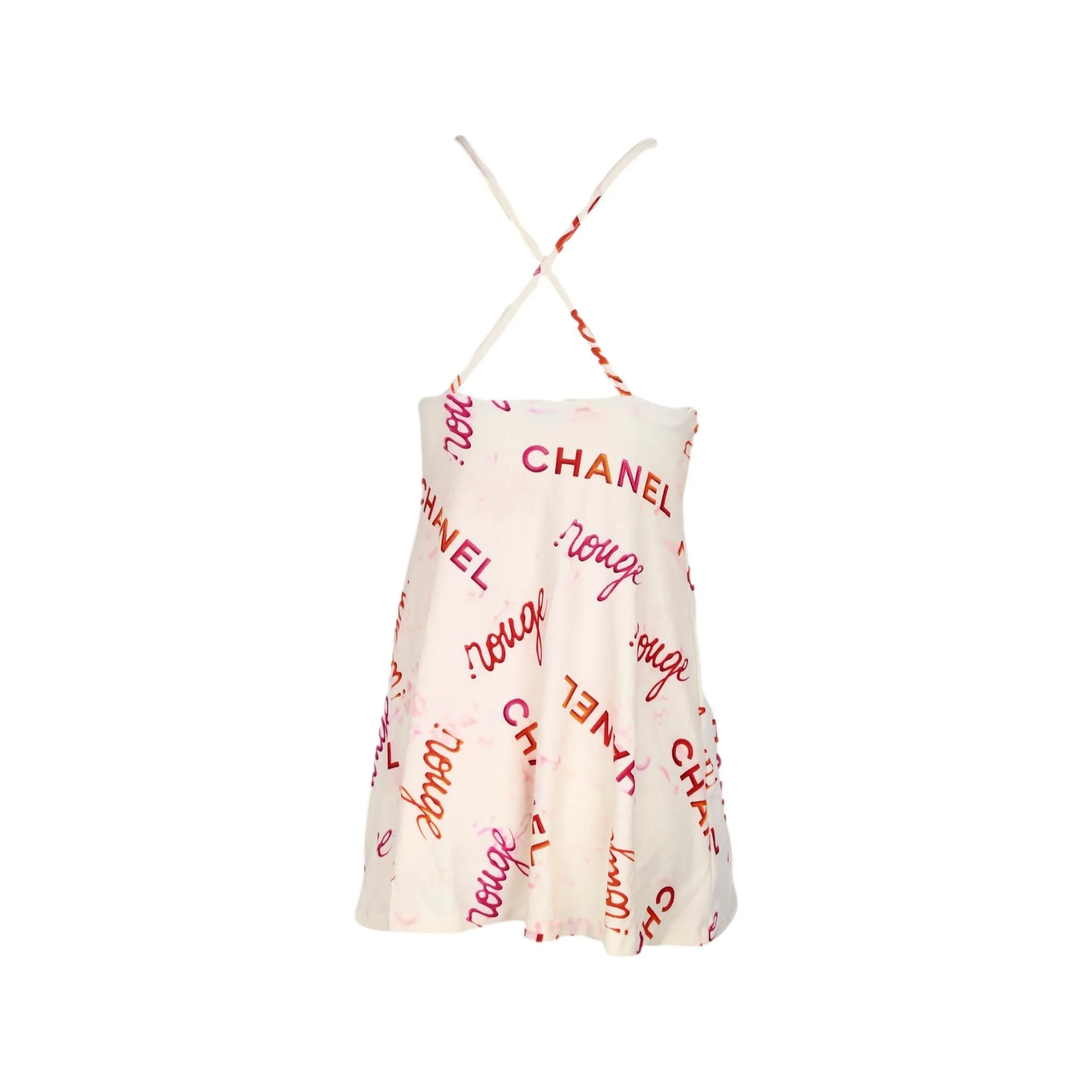 Chanel White Rouge Print Dress