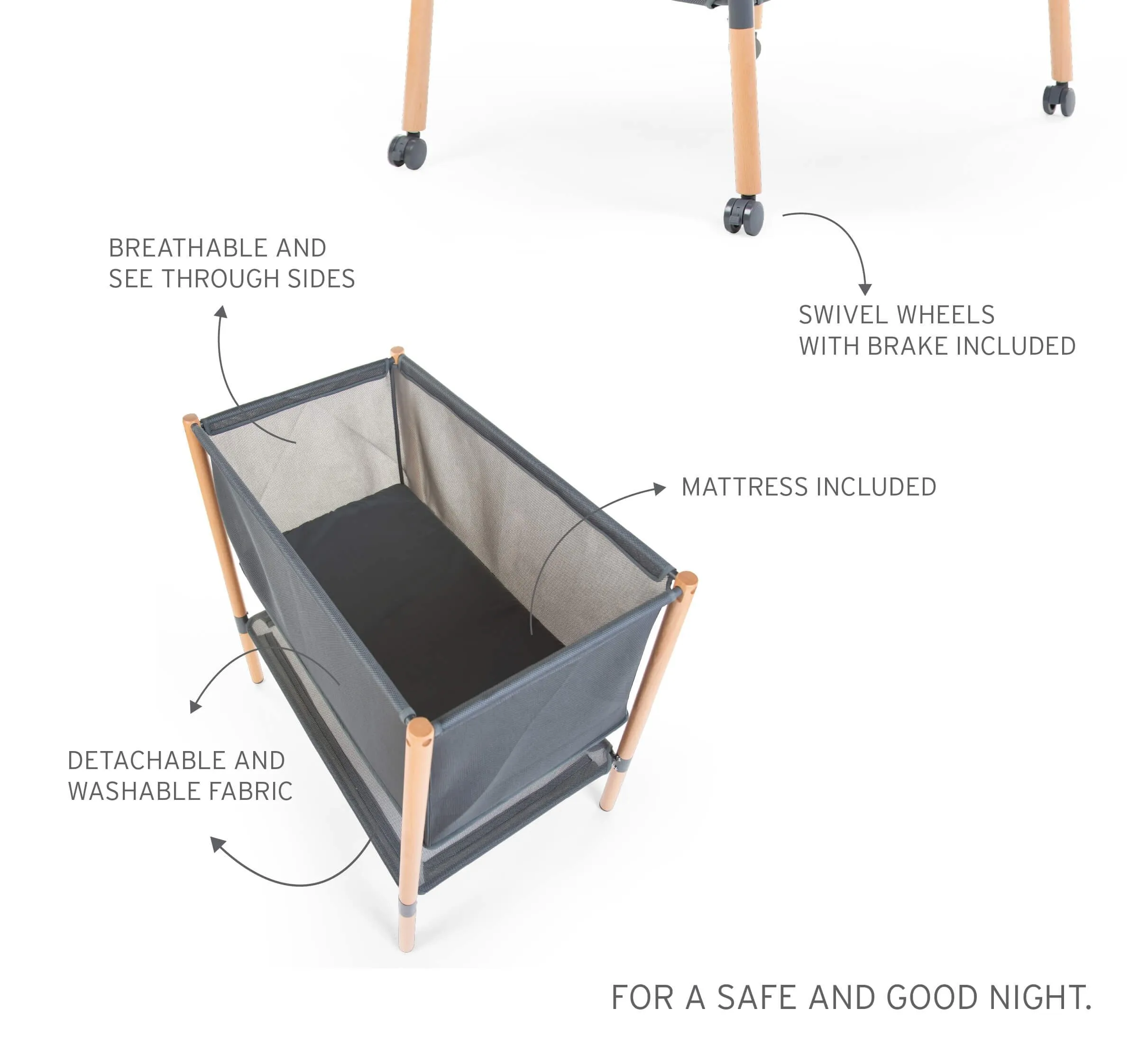 Childhome Evolux Crib - Natural Anthracite