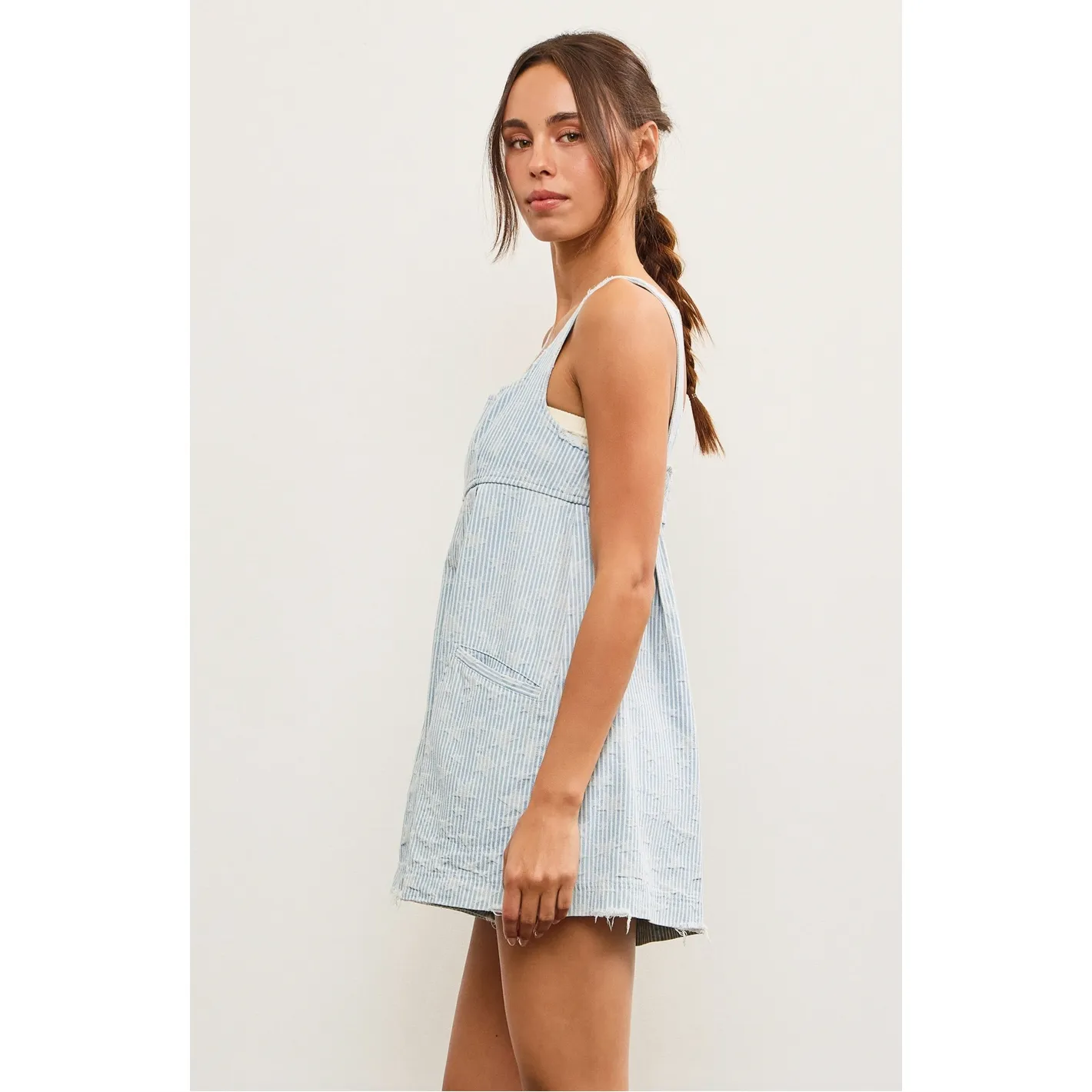 Coastal Striped Star Denim Romper