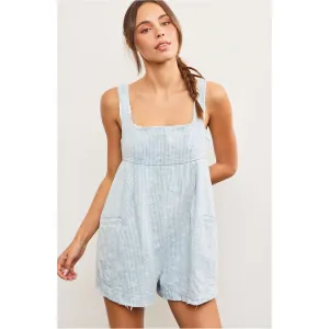 Coastal Striped Star Denim Romper