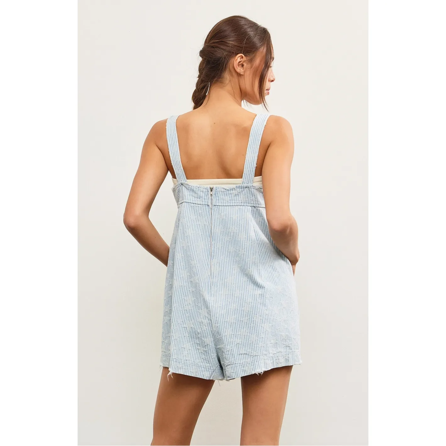 Coastal Striped Star Denim Romper